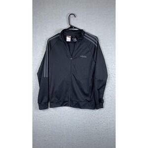 Adidas Jacket Youth‎ Large Black Climalite Track Full Zip 3 Stripe Athletic